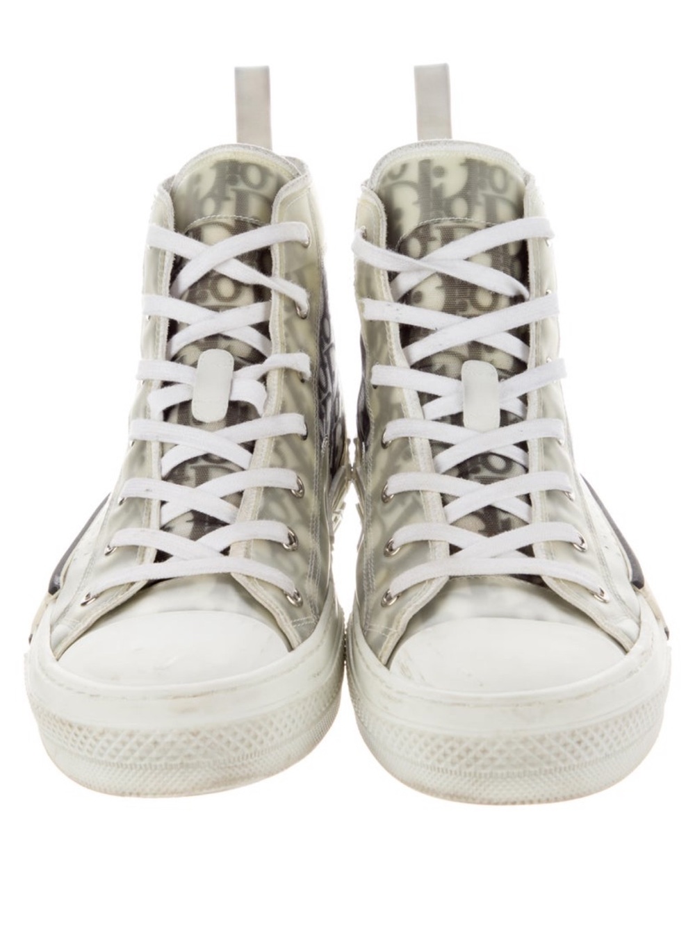 Dior High-Top Sneaker in White and Gray Monogram - Picture 3 of 6